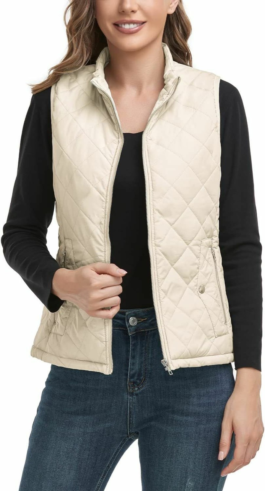 LONGKING Longking 2024 Upgraded, Women'S Outwear Vest With One Inner Pocket - Stand Collar Lightweight Zip Quilted Vest For Women… | Coats, Jackets & Vests