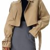 Verdusa Verdusa Women'S Button Front Buckle Raglan Sleeve Crop Jacket Trench Coat | Coats, Jackets & Vests