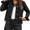 luvamia Luvamia Denim Jacket For Women Distressed Jean Jackets Button Up Vintage Western Trucker Jacket Frayed Hem Pockets | Coats, Jackets & Vests