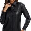 S P Y M S P Y M Women Faux Leather Jacket Soft Shirt Shacket With Pocket, Regular And Plus Size | Coats, Jackets & Vests