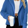 Yanekop Yanekop Womens Waffle Knit Hoodies Zip Up Shirt Jacket Slouchy Short Jackets Casual Long Sleeve Shackets | Coats, Jackets & Vests