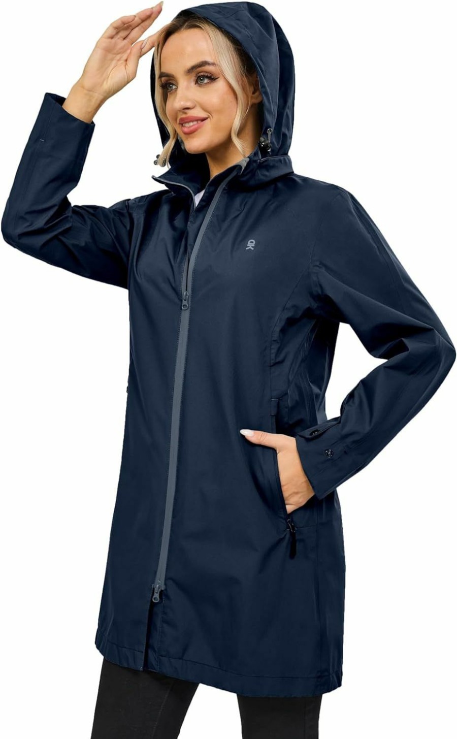 Little DonHot Andy Little Donkey Andy Women'S Waterproof Mid-Length Rain Jacket With Hood Windbreaker Coat For Hiking Travel | Coats, Jackets & Vests