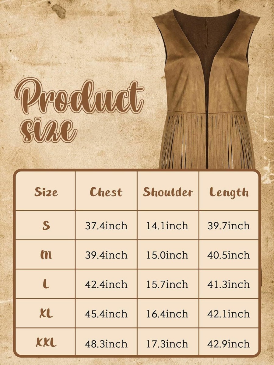 Foaincore Foaincore Fringe Vests Cowgirl Outfits For Women 70S Hippie Clothes Vest Jacket Faux Suede Tassels Western Cowgirl Hat | Coats, Jackets & Vests