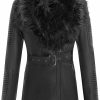 Bellivera Bellivera Women Faux Suede Leather Jacket Motorcycle Biker Sherpa-Lined Coat With Detachable Fur Collar | Coats, Jackets & Vests