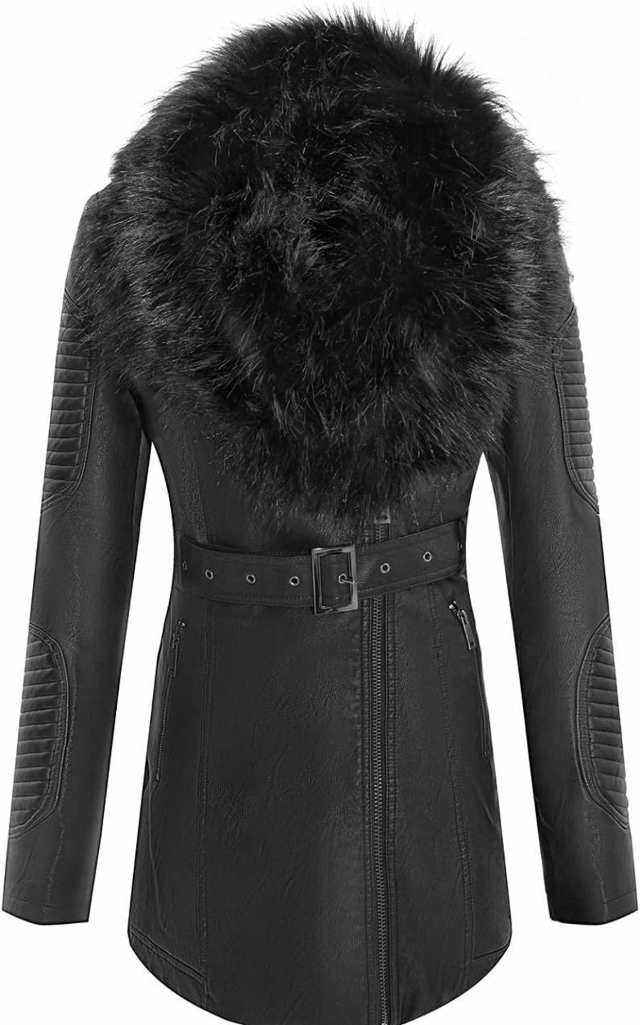 Bellivera Bellivera Women Faux Suede Leather Jacket Motorcycle Biker Sherpa-Lined Coat With Detachable Fur Collar | Coats, Jackets & Vests