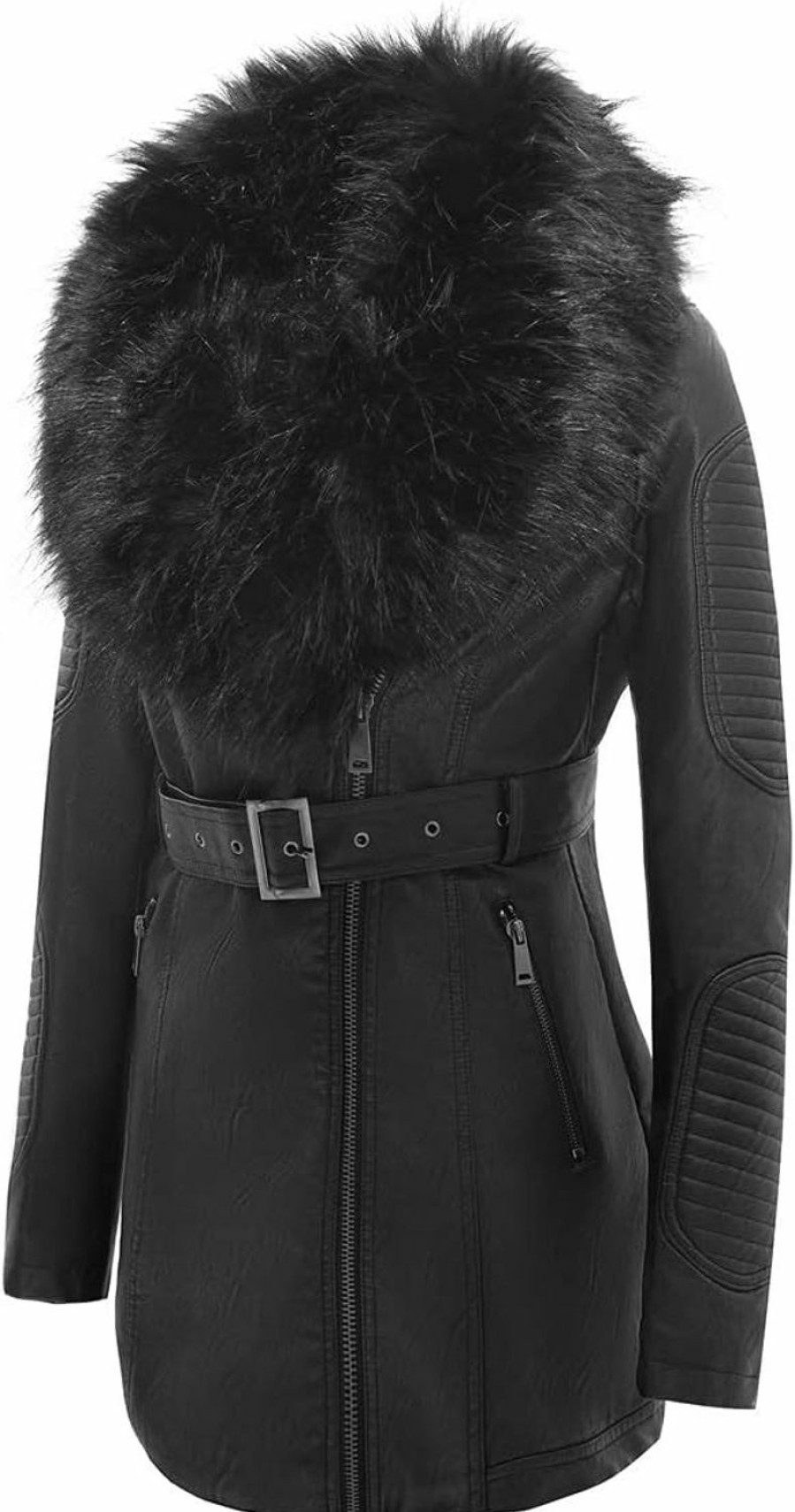 Bellivera Bellivera Women Faux Suede Leather Jacket Motorcycle Biker Sherpa-Lined Coat With Detachable Fur Collar | Coats, Jackets & Vests