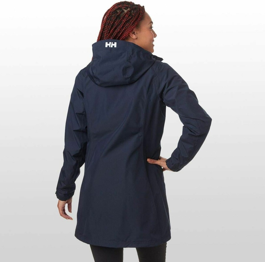 Helly-Hansen Helly Hansen Women'S Long Belfast Waterproof Windproof Breathable Raincoat Jacket With Hood, 597 Navy, Medium | Coats, Jackets & Vests