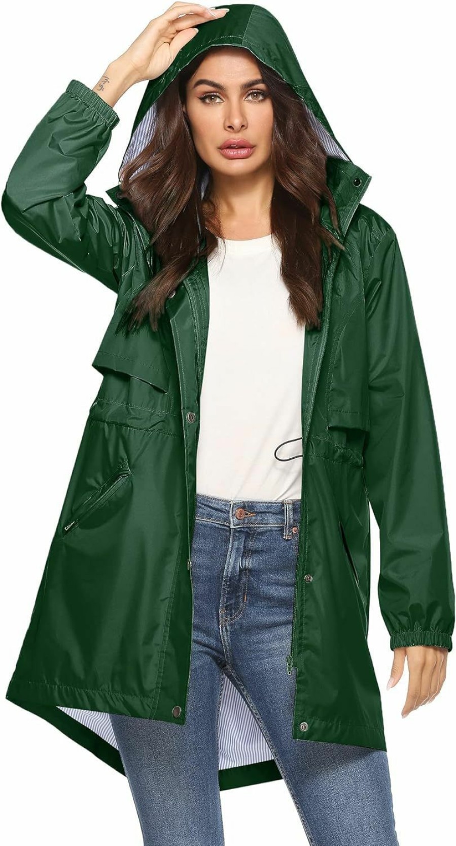 Avoogue Avoogue Womens Raincoats Waterproof Cinch Waist Breathable All Weather Jacket Long | Coats, Jackets & Vests