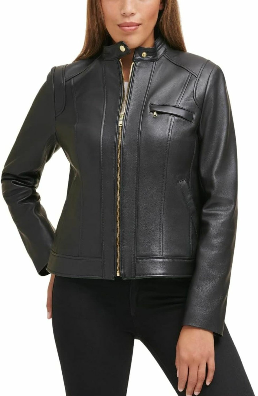 Cole Haan Cole Haan Women'S Zip Front Fully Lined Leather Coat | Coats, Jackets & Vests