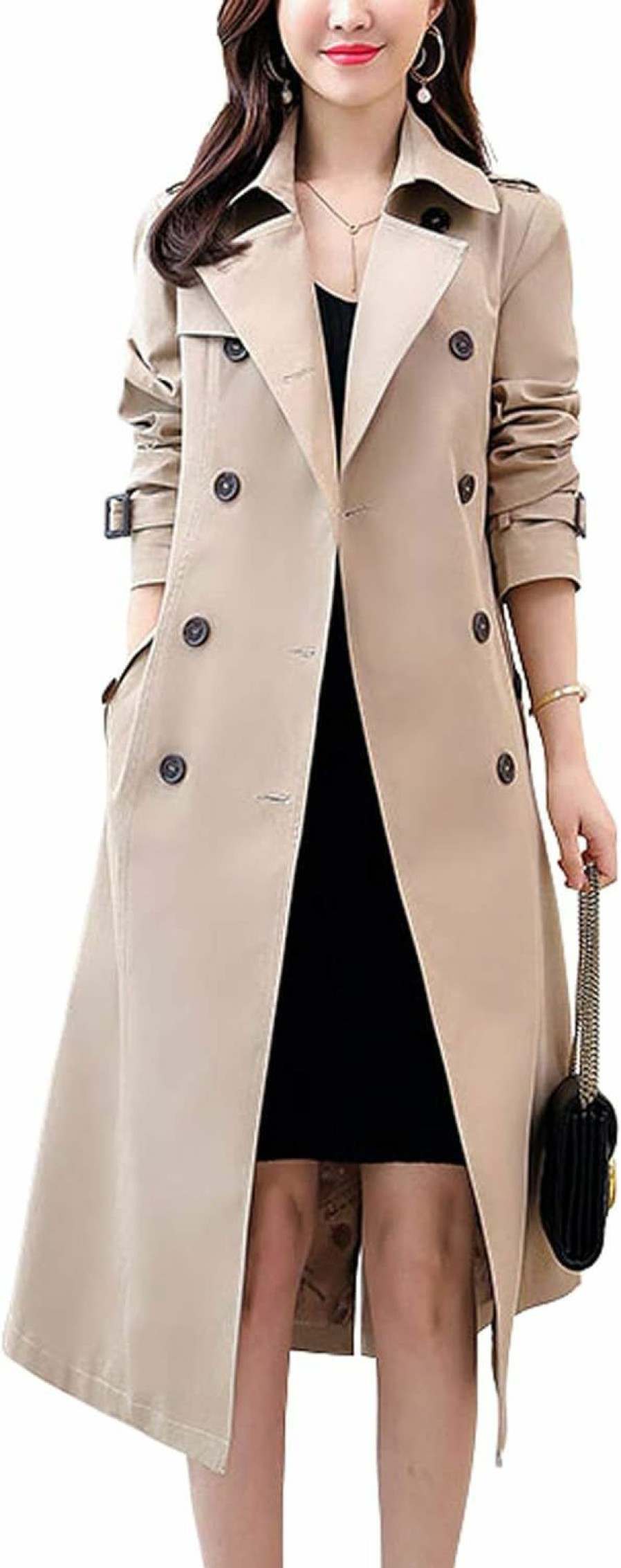 ebossy Ebossy Women'S Classic Double Breasted Midi-Length Trench Coat With Belt | Coats, Jackets & Vests