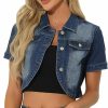 Allegra K Allegra K Casual Denim Jacket For Women'S Turndown Collar Short Sleeves Crop Jean Jackets | Coats, Jackets & Vests