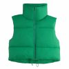 Zando Zando Women Cropped Puffer Vest Sleeveless Lightweight Warm Vest Outerwear Full Zip Stand Collar Vest Jacket | Coats, Jackets & Vests