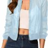 Fisoew Fisoew Women'S Crop Mesh Sheer Bomber Jackets Lightweight Long Sleeve Zip Up Jacket Outwear | Coats, Jackets & Vests