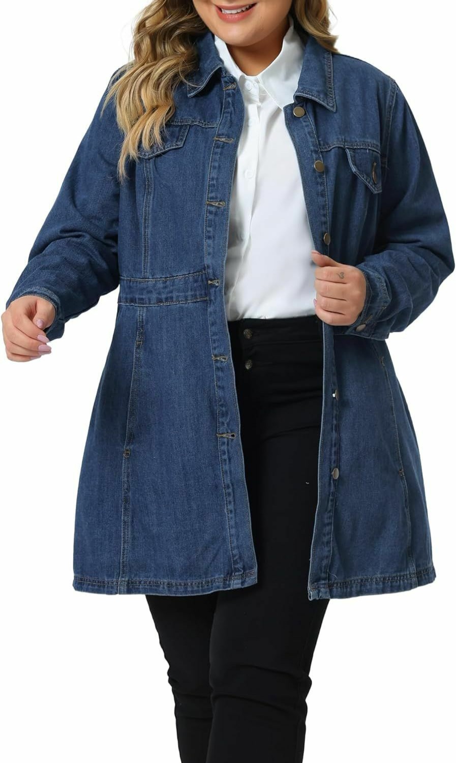 Agnes Orinda Agnes Orinda Plus Size Denim Jacket For Women Buttons Long Sleeve Jean Jackets | Coats, Jackets & Vests