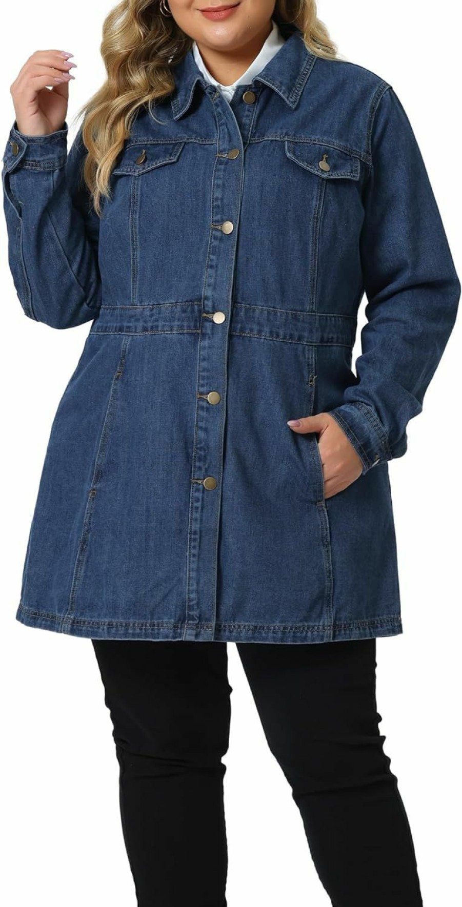 Agnes Orinda Agnes Orinda Plus Size Denim Jacket For Women Buttons Long Sleeve Jean Jackets | Coats, Jackets & Vests