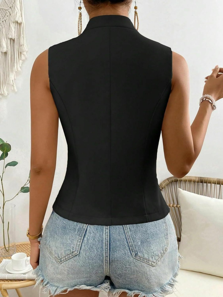 SOLY HUX Soly Hux Women'S Waistcoat Vest V Neck Sleeveless Button Front Summer Casual Blazer Jackets | Coats, Jackets & Vests