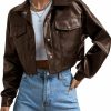 MakeMeChic Makemechic Women'S Faux Leather Crop Jacket Button Down Pocket Cropped Motorcycle Jacket | Coats, Jackets & Vests