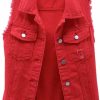 ebossy Ebossy Women'S Candy Color Slim Fit Sleeveless Distressed Denim Jean Vest Jacket | Coats, Jackets & Vests