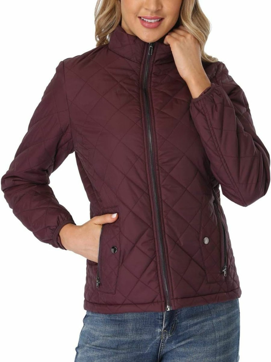 PEIQI Peiqi Women'S Quilted Jacket Coat Outwear Puffer Zip-Up Stand Collar Padded Jacket With Pockets | Coats, Jackets & Vests