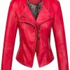 chouyatou Chouyatou Women'S Candy Color Asymmetric Zip Slim Faux Leather Cropped Moto Jacket | Coats, Jackets & Vests