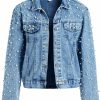 CYLADY Women'S Pearl Embroidered Denim Jacket Casual Loose Short Jean Jacket Coat Bridal Jacket | Coats, Jackets & Vests