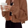 Panadila Panadila Women'S Cropped Waffle Knit Shacket Short Button Down Jacket Batwing Sleeve Shirts With Pocket | Coats, Jackets & Vests