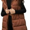 PUWEI Puwei Long Puffer Vest Women Quilted Hooded Vest Padded Sleeveless Coat Jackets With Pockets | Coats, Jackets & Vests