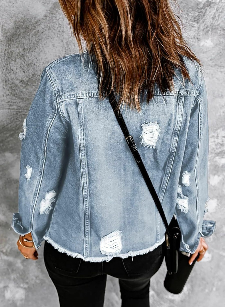 EVALESS Evaless Womens Boyfriend Washed Crop Denim Jean Jacket Coat | Coats, Jackets & Vests