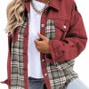 SHEWIN Shewin Women'S Denim Jacket Long Sleeve Plaid Button Down Shacket Jacket | Coats, Jackets & Vests