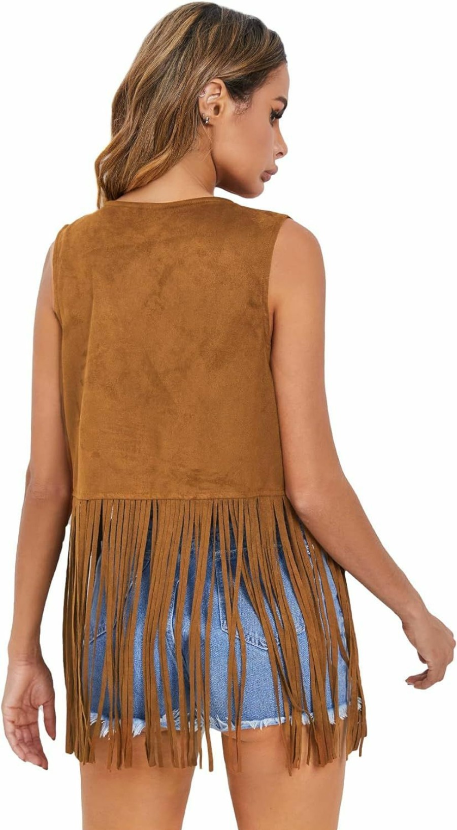 Verdusa Verdusa Women'S Tassel Sleeveless Vest 70S Hippie Faux Suede Fringe Jacket Cardigan | Coats, Jackets & Vests