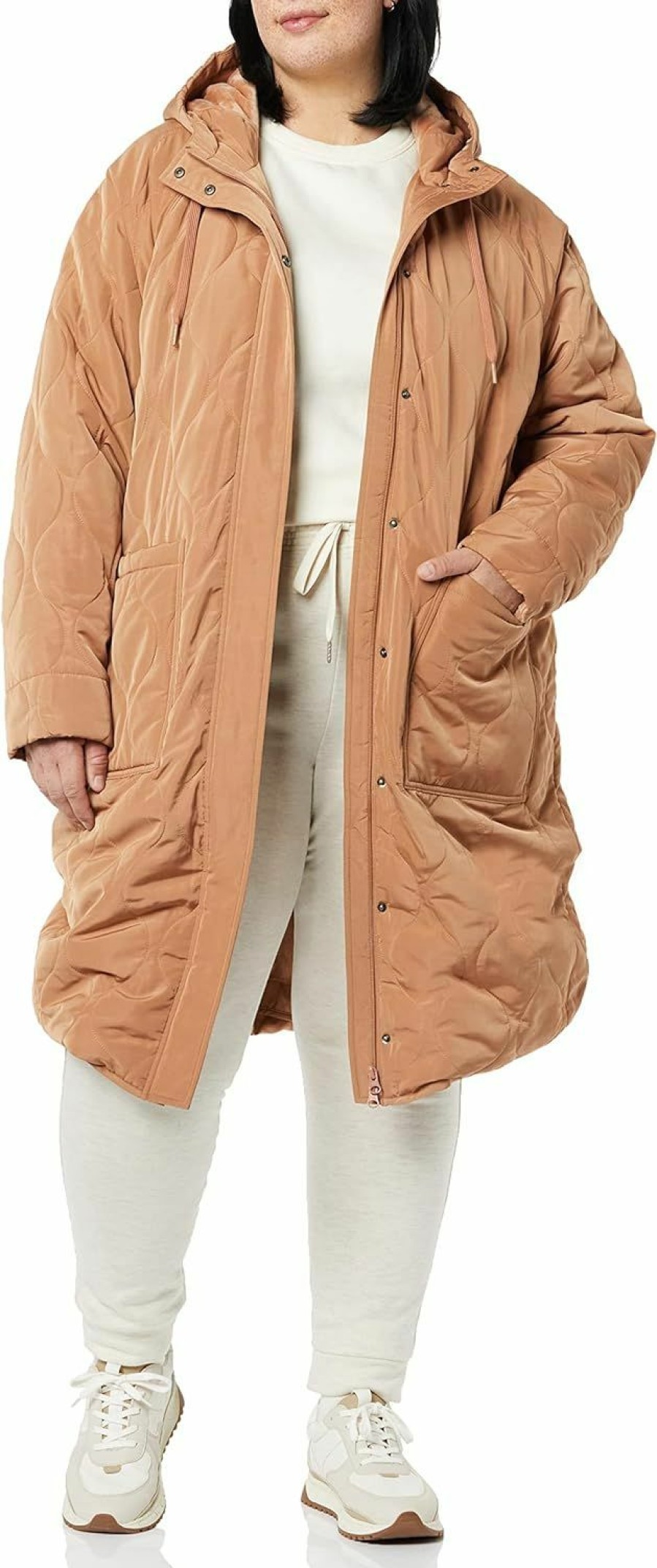 Amazon Essentials Amazon Essentials Women'S Water Repellent Mid-Length Quilted Hooded Coat (Available In Plus Size) (Previously Amazon Aware) | Coats, Jackets & Vests