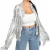 Fenyong Fenyong Sequin Fringe Jacket Tinsel Jacket Disco Theme Country Concert Rave Festival Outfits For Women | Coats, Jackets & Vests