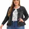 Agnes Orinda Agnes Orinda Women'S Plus Size Long Sleeves Collarless Denim Jackets Spring 2024 | Coats, Jackets & Vests