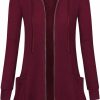 Miusey Miusey Womens Zip Up Long Hoodie Jacket Lightweight Tunic Sweatshirt Open Front Cardigan | Coats, Jackets & Vests