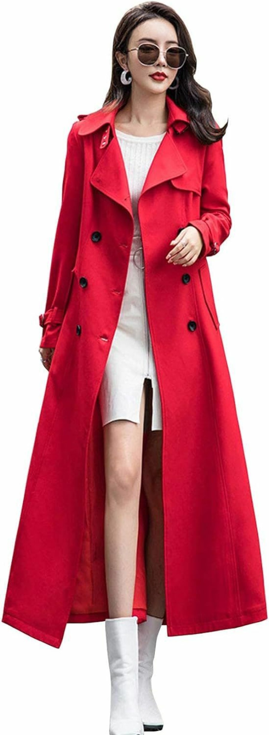 ebossy Ebossy Women'S Double Breasted Duster Trench Coat Slim Full Length Maxi Long Overcoat | Coats, Jackets & Vests