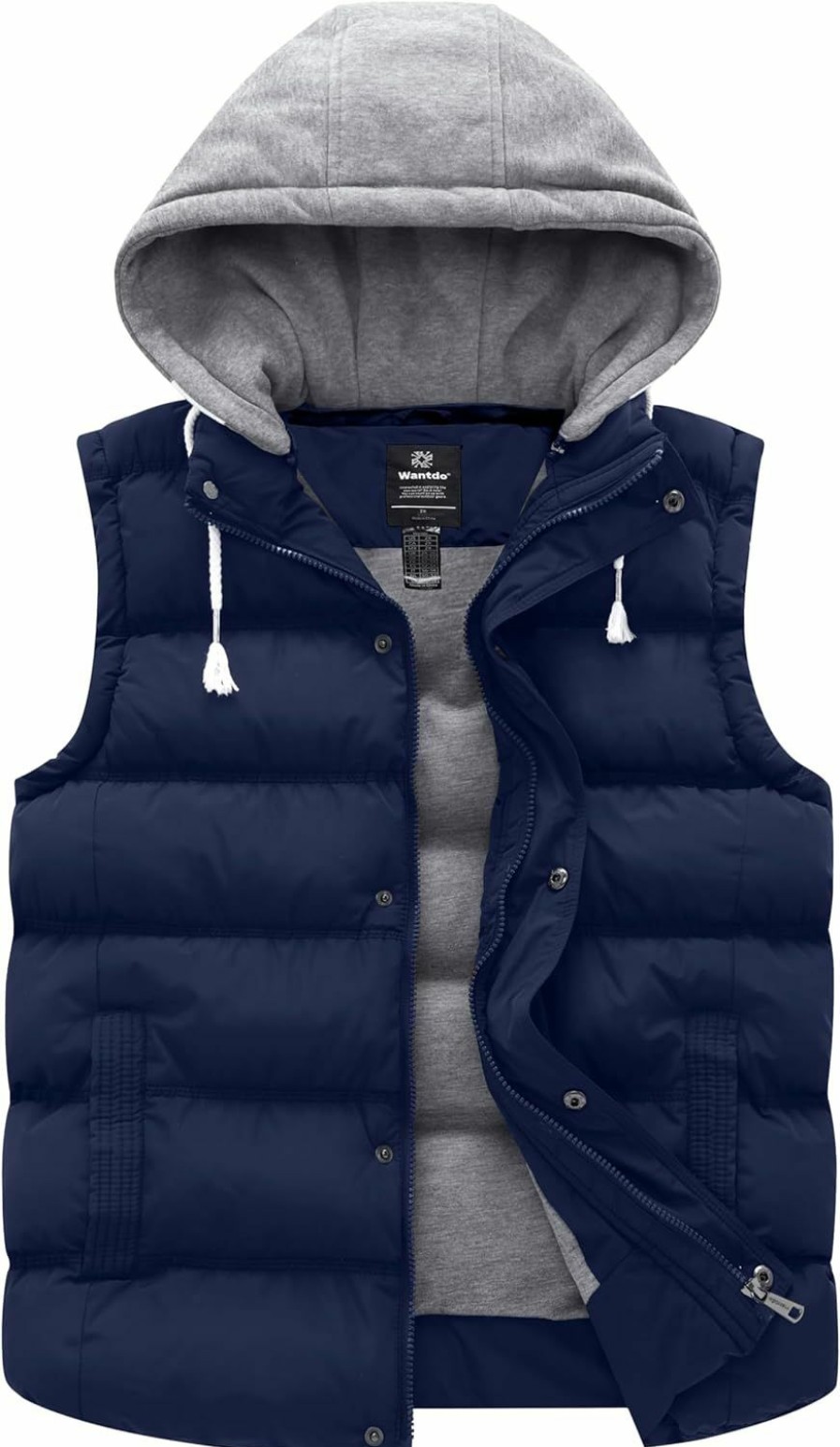 wantdo Wantdo Women'S Plus Size Windproof Puffer Vest Quilted Winter Vest Thicken Jacket With Detachable Hood | Coats, Jackets & Vests