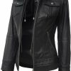 Blingsoul Blingsoul Leather Jacket Women - Real Lambskin Womens Leather Jackets With Removable Hood | Coats, Jackets & Vests