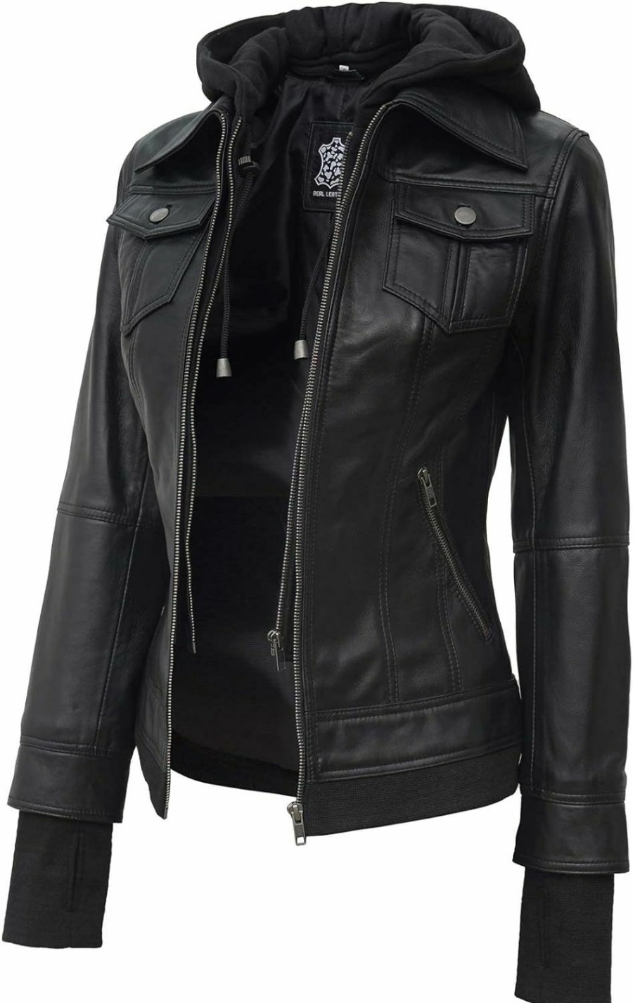 Blingsoul Blingsoul Leather Jacket Women - Real Lambskin Womens Leather Jackets With Removable Hood | Coats, Jackets & Vests