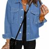 luvamia Luvamia Jean Jacket Women Trendy Oversized Denim Jacket Raw Hem Long Sleeves Fashion Casual Jackets Shacket With Pockets | Coats, Jackets & Vests