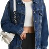 Tsher Tsher Women'S Oversize Vintage Washed Denim Jacket Long Sleeve Classic Loose Jean Trucker Jacket D003 | Coats, Jackets & Vests