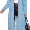 chouyatou Chouyatou Women'S Fashion Spring Button Down Midi Long Denim Jean Jacket Trench Coat | Coats, Jackets & Vests