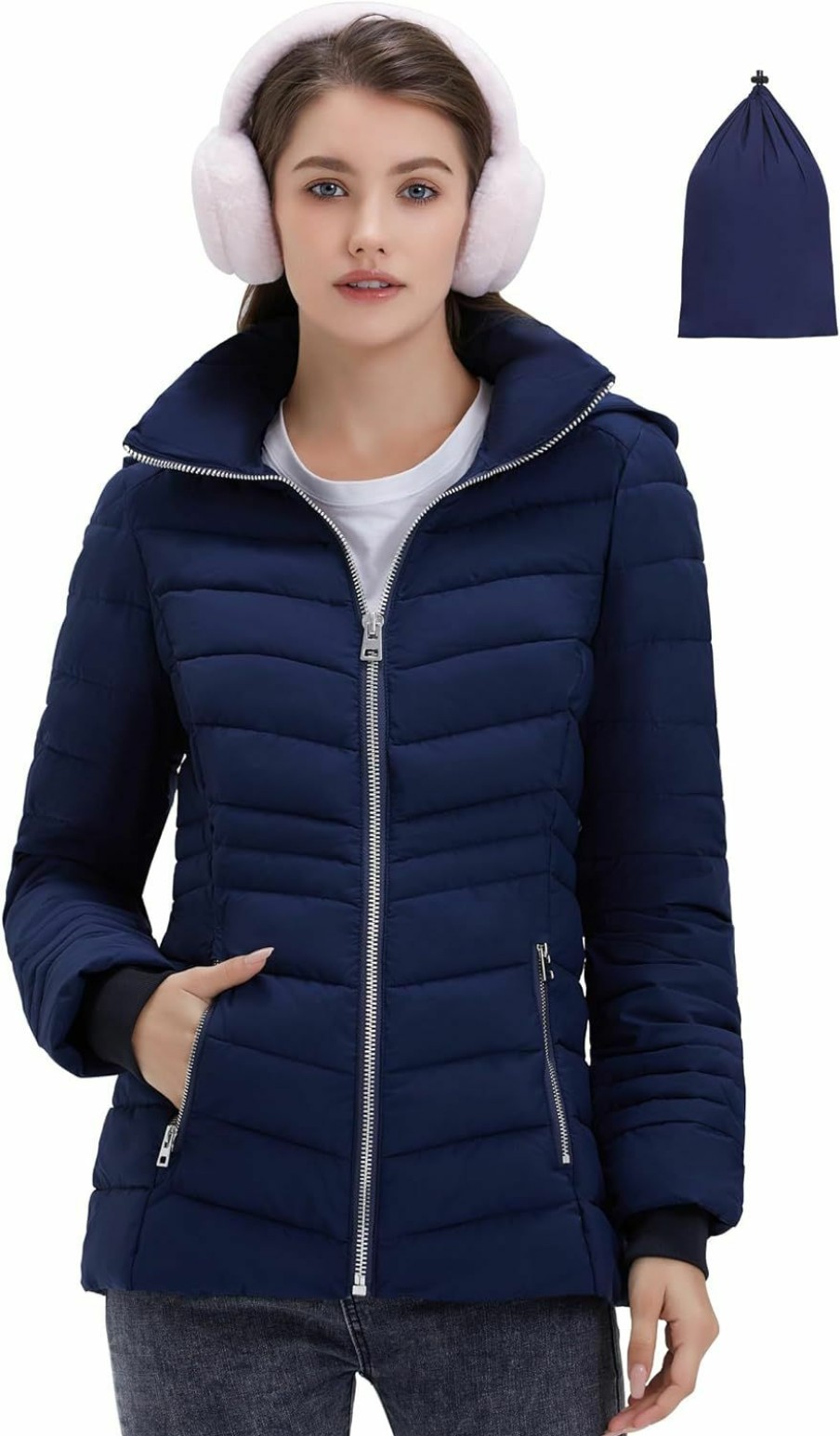 ROYAL MATRIX Royal Matrix Women'S Packable Puffer Jacket, Lightweight Puffer Jacket Winter Warm Quilted Puffer Jacket With Detachable Hood | Coats, Jackets & Vests