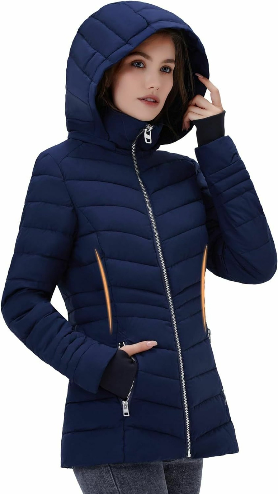 ROYAL MATRIX Royal Matrix Women'S Packable Puffer Jacket, Lightweight Puffer Jacket Winter Warm Quilted Puffer Jacket With Detachable Hood | Coats, Jackets & Vests