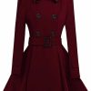 ForeMode Foremode Women Swing Double Breasted Wool Pea Coat With Belt Buckle Spring Mid-Long Long Sleeve Lapel Dresses Outwear | Coats, Jackets & Vests