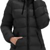 SLOWTOWN Women'S Puffer Jacket Lightweight Hooded Puffy Coat Mid-Length Warm Long Puffer Coat | Coats, Jackets & Vests