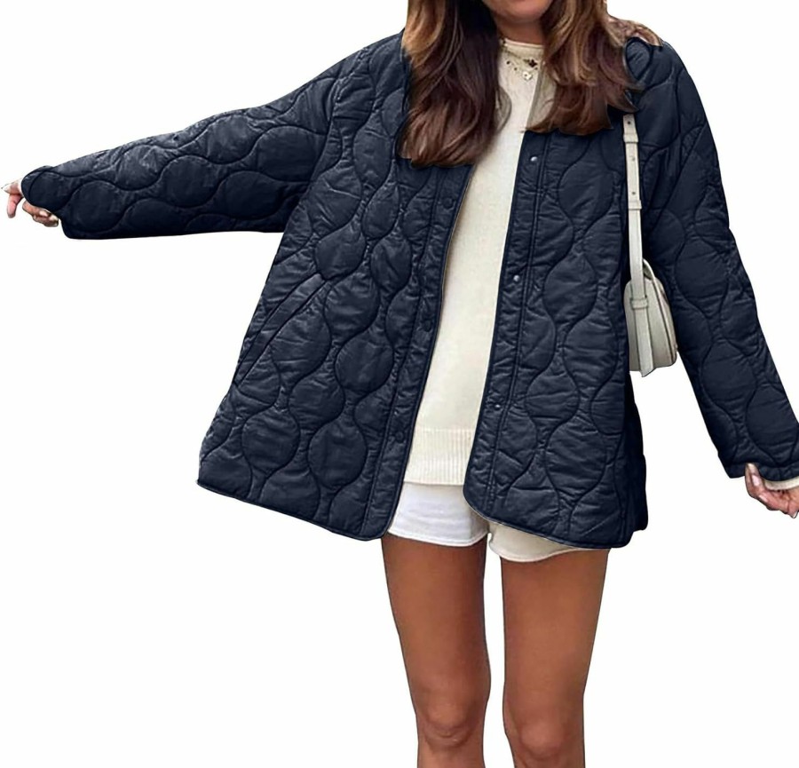 PRETTYGARDEN Prettygarden Women'S Fall Clothes Fashion Quilted Bomber Jacket Casual Oversized Button Down Winter Coat Outerwear | Coats, Jackets & Vests