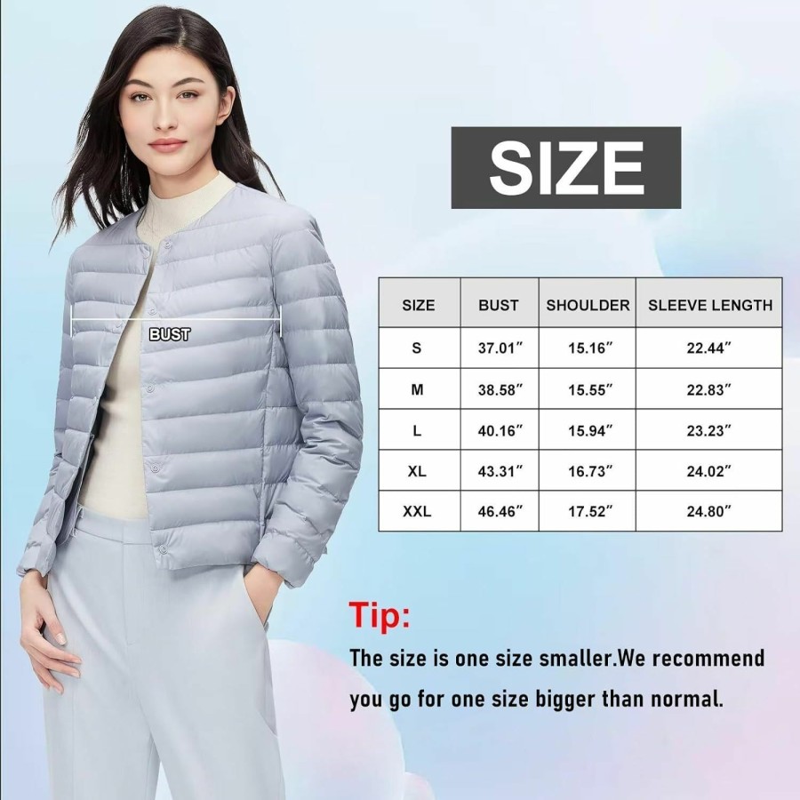 BOSIDENG Lightweight Women'S Down Jacket, Water-Resistant Puffer Jacket Winter Coat With Round Neck&V-Neck | Coats, Jackets & Vests