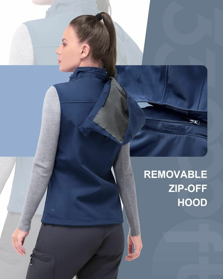 33,000ft 33,000Ft Women'S Hooded Lightweight Softshell Vest Fleece Lined Windproof Zip Up Sleeveless Jacket For Hiking Golf Running | Coats, Jackets & Vests