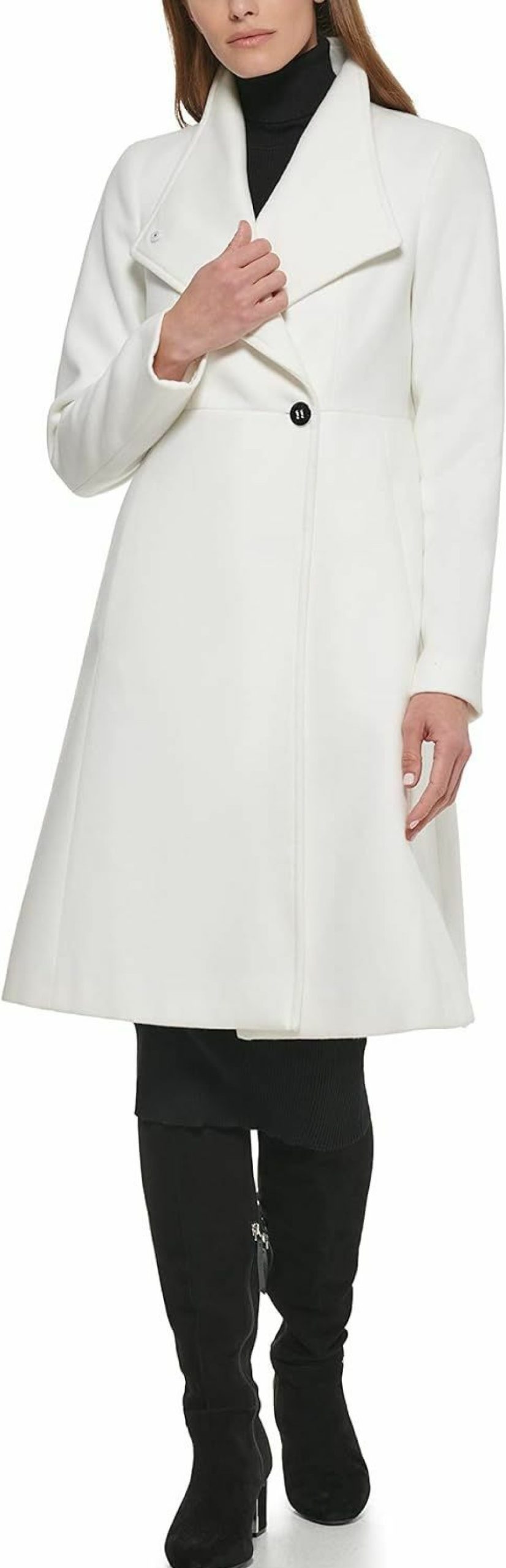 Calvin Klein Calvin Klein Women'S Ring Snap Detail Asymmetrical Closure Stand Collar Welt Pockets Coat | Coats, Jackets & Vests