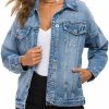 Cantonwalker Cantonwalker Loose Women'S Denim Jean Jacket,Oversize Vintage Denim Jacket,Long Sleeve Boyfriend Denim Jacket Coat | Coats, Jackets & Vests